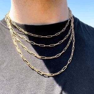 Womens 18k Gold Paperclip Necklace Choker Paper Clip Chain Link Layered Jewelry